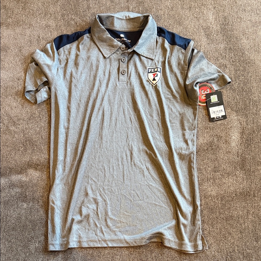 Colosseum Pennsylvania University Gray and Navy Polo Shirt for Men Size M NWT